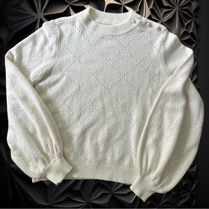 Who What Wear Pearl Detail Laser Cut Sweater Size Small